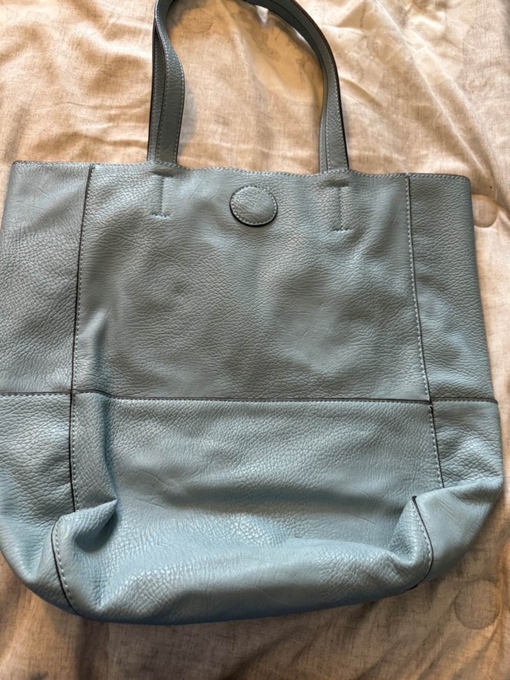 Joy Susan Light Blue Leather Tote